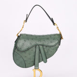 Dior Mini Saddle Green Ostrich