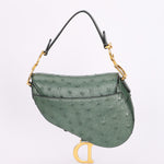 Dior Mini Saddle Green Ostrich