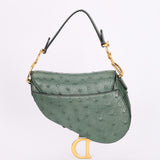 Dior Mini Saddle Green Ostrich