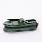 Dior Mini Saddle Green Ostrich