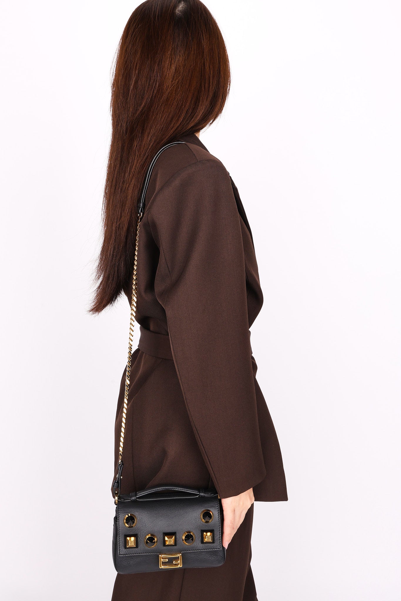 Fendi Studded Double Sided Micro Baguette