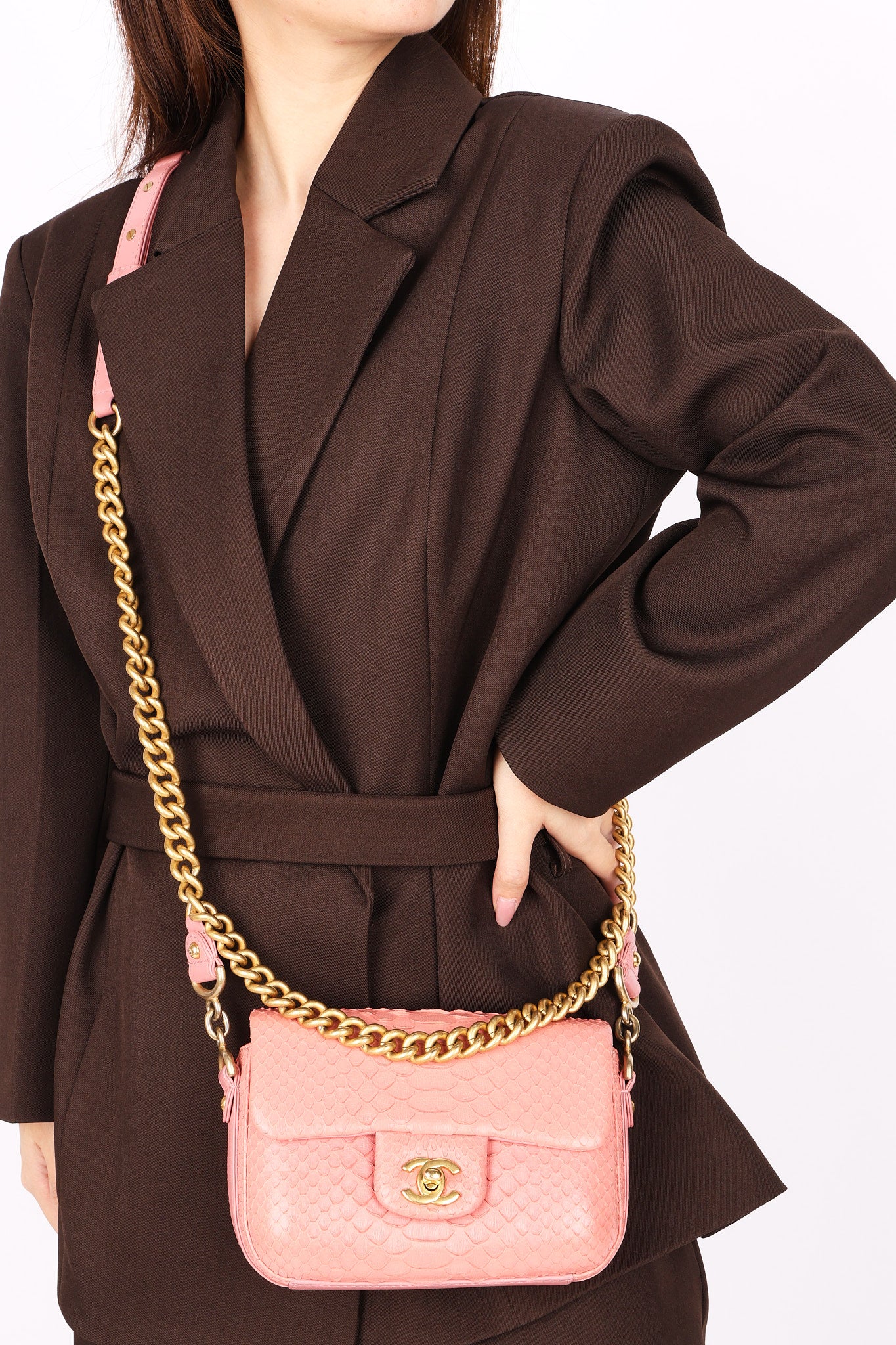 Chanel Bag Pink Lizard AGHW
