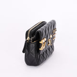 Chanel Coco Clips Phone Case Wallet on Chain Black Lambskin MMHW
