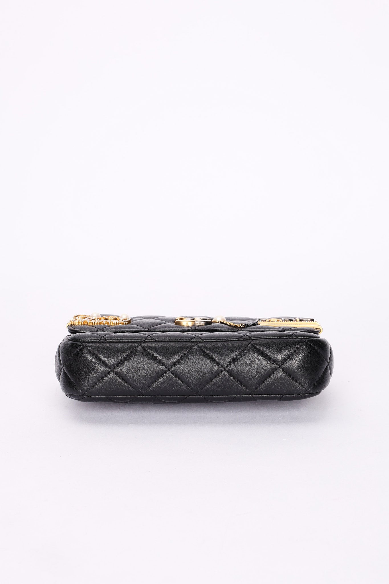 Chanel Coco Clips Phone Case Wallet on Chain Black Lambskin MMHW