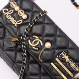 Chanel Coco Clips Phone Case Wallet on Chain Black Lambskin MMHW