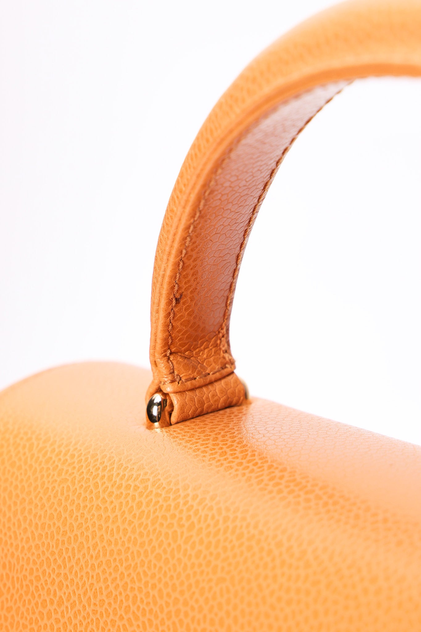 Chanel Kelly Top Handle Bag Orange Caviar 24K GP