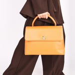 Chanel Kelly Top Handle Bag Orange Caviar 24K GP