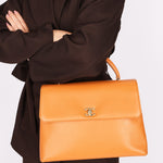 Chanel Kelly Top Handle Bag Orange Caviar 24K GP