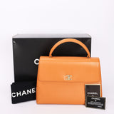 Chanel Kelly Top Handle Bag Orange Caviar 24K GP