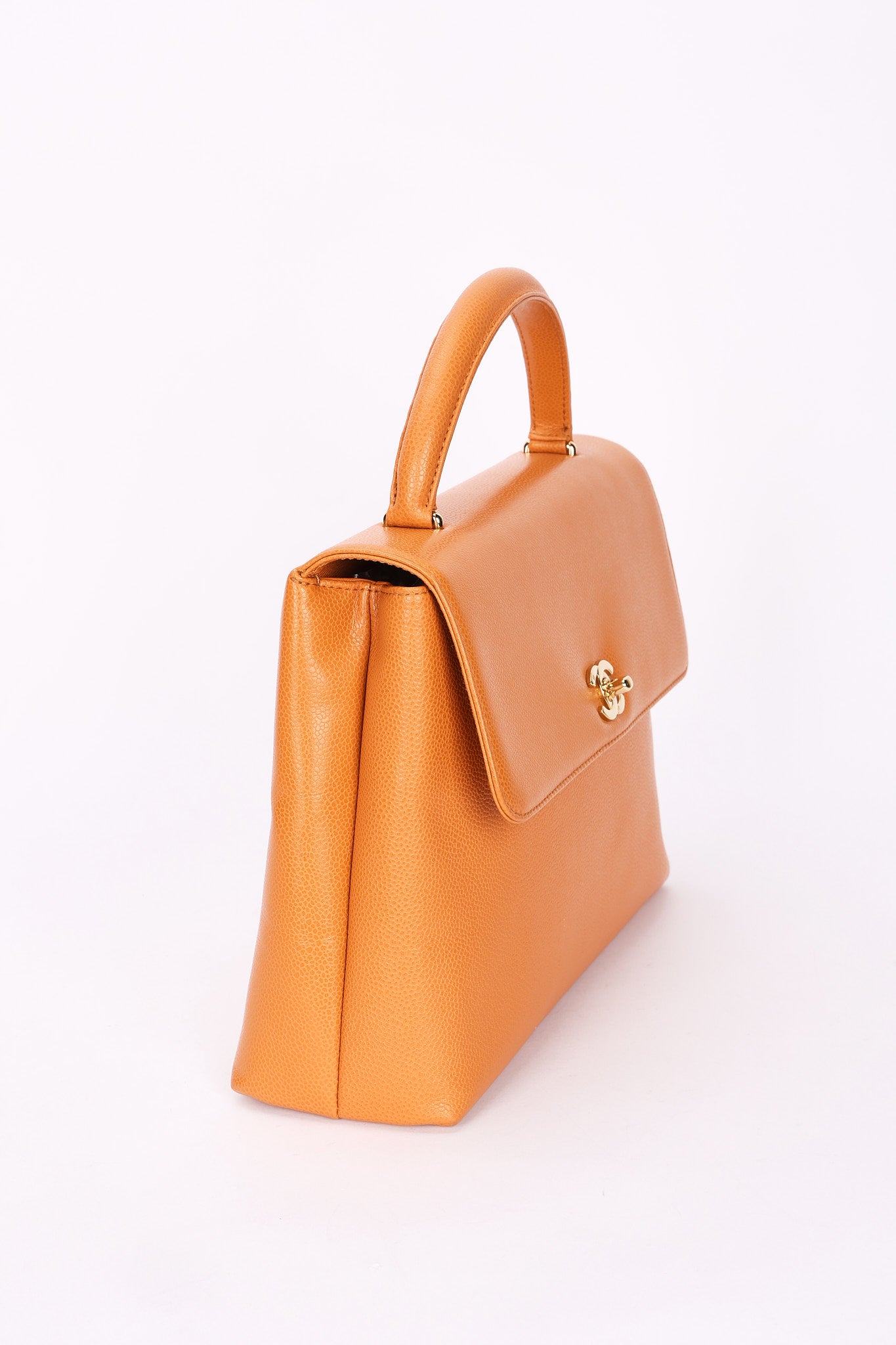 Chanel Kelly Top Handle Bag Orange Caviar 24K GP