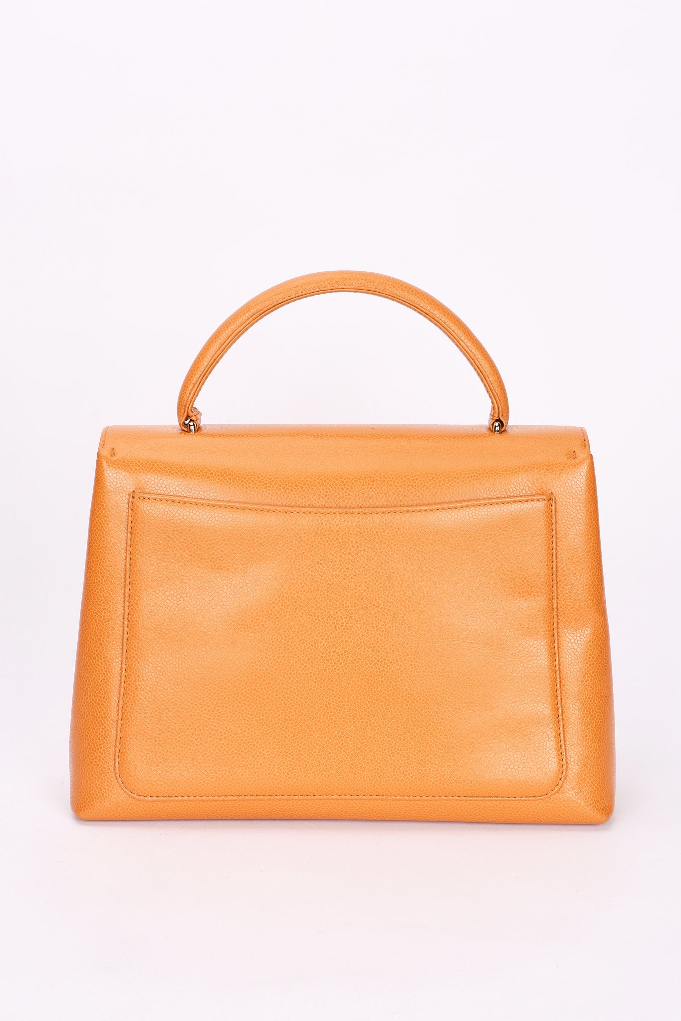 Chanel Kelly Top Handle Bag Orange Caviar 24K GP