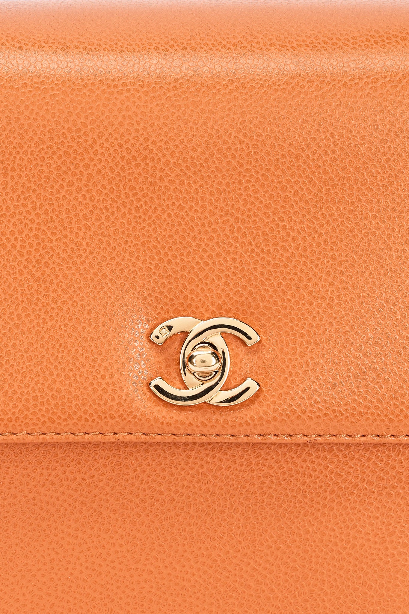 Chanel Kelly Top Handle Bag Orange Caviar 24K GP