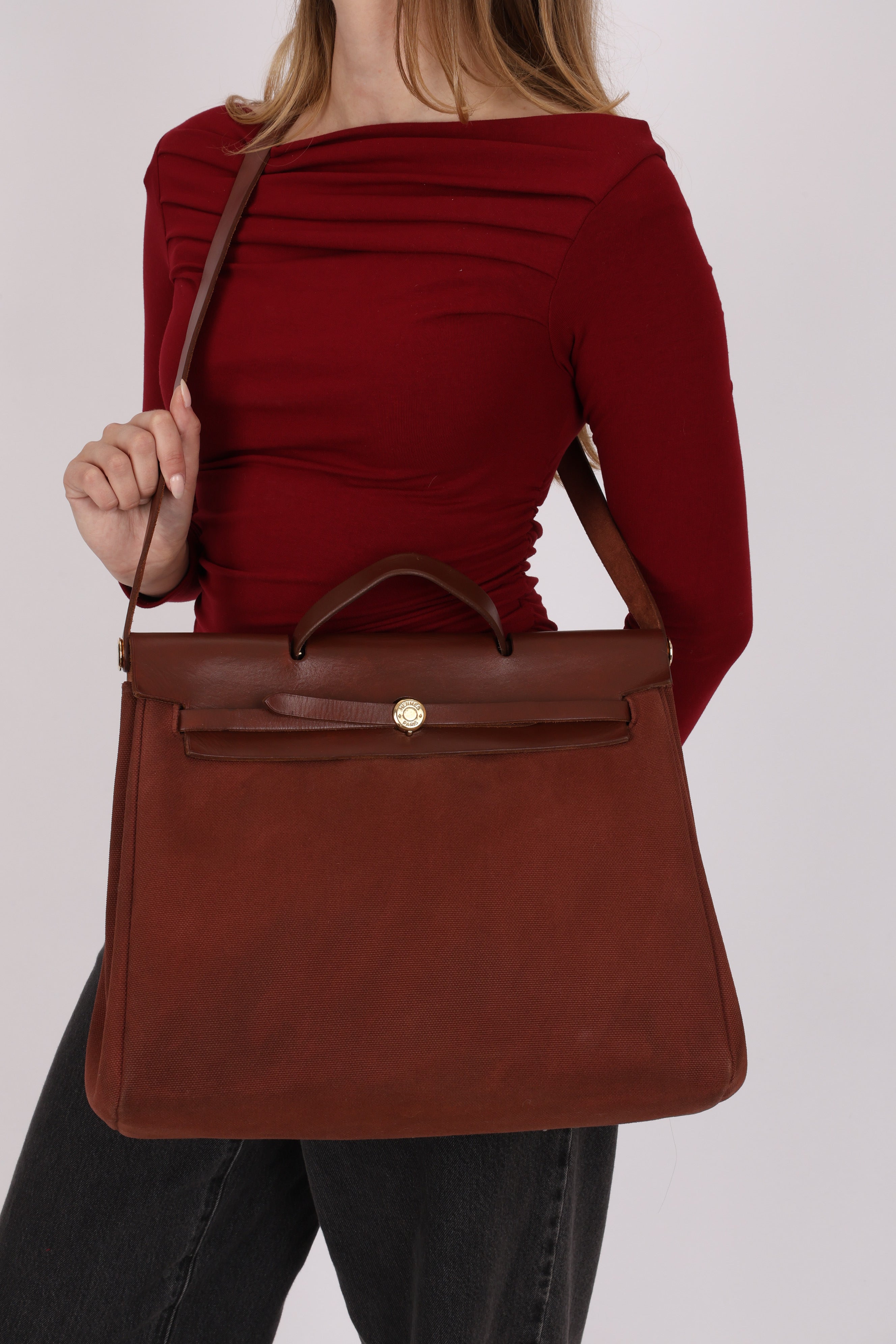 Hermès Herbag 39 Brown Vache Hunter and Toile 2001