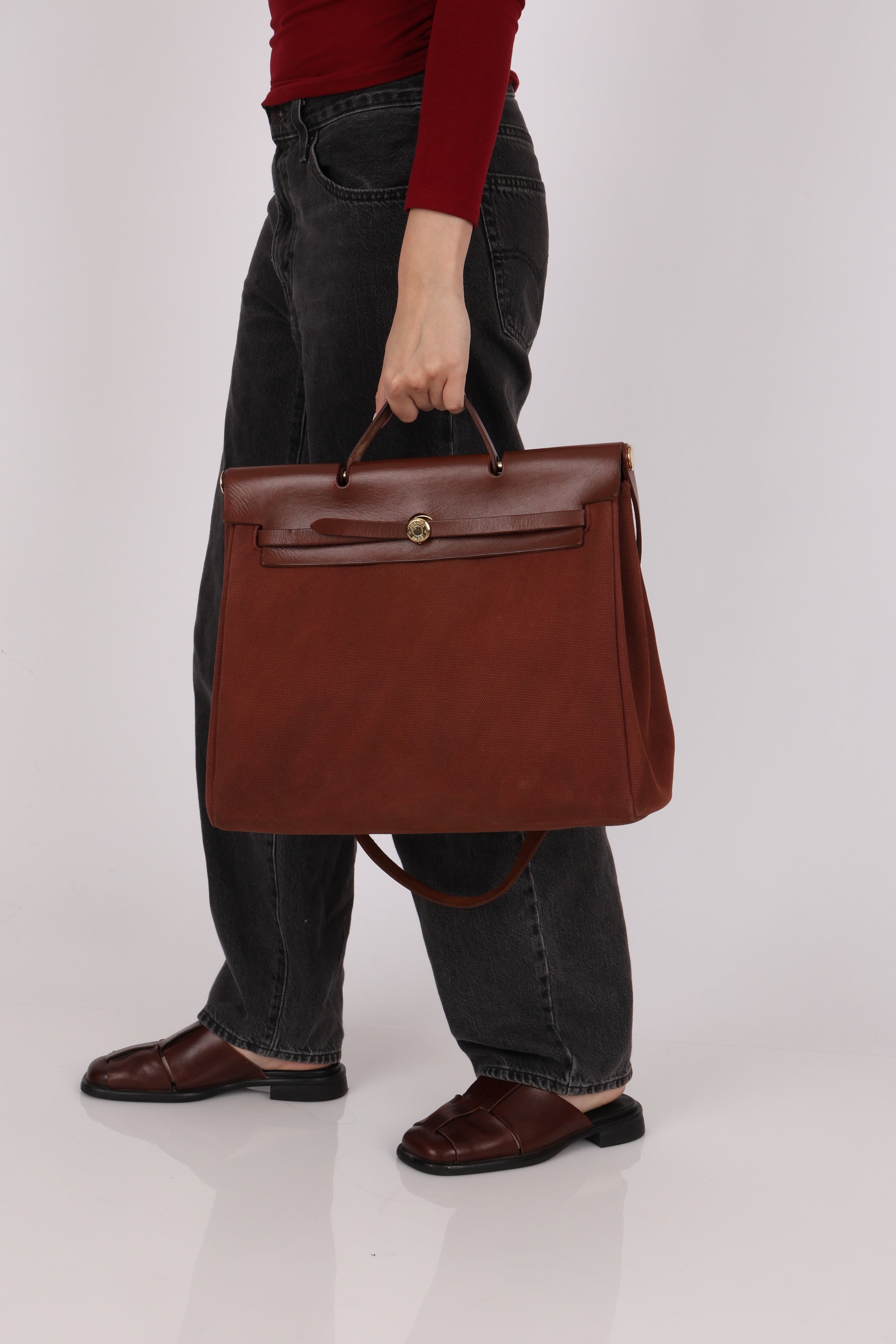 Hermès Herbag 39 Brown Vache Hunter and Toile 2001