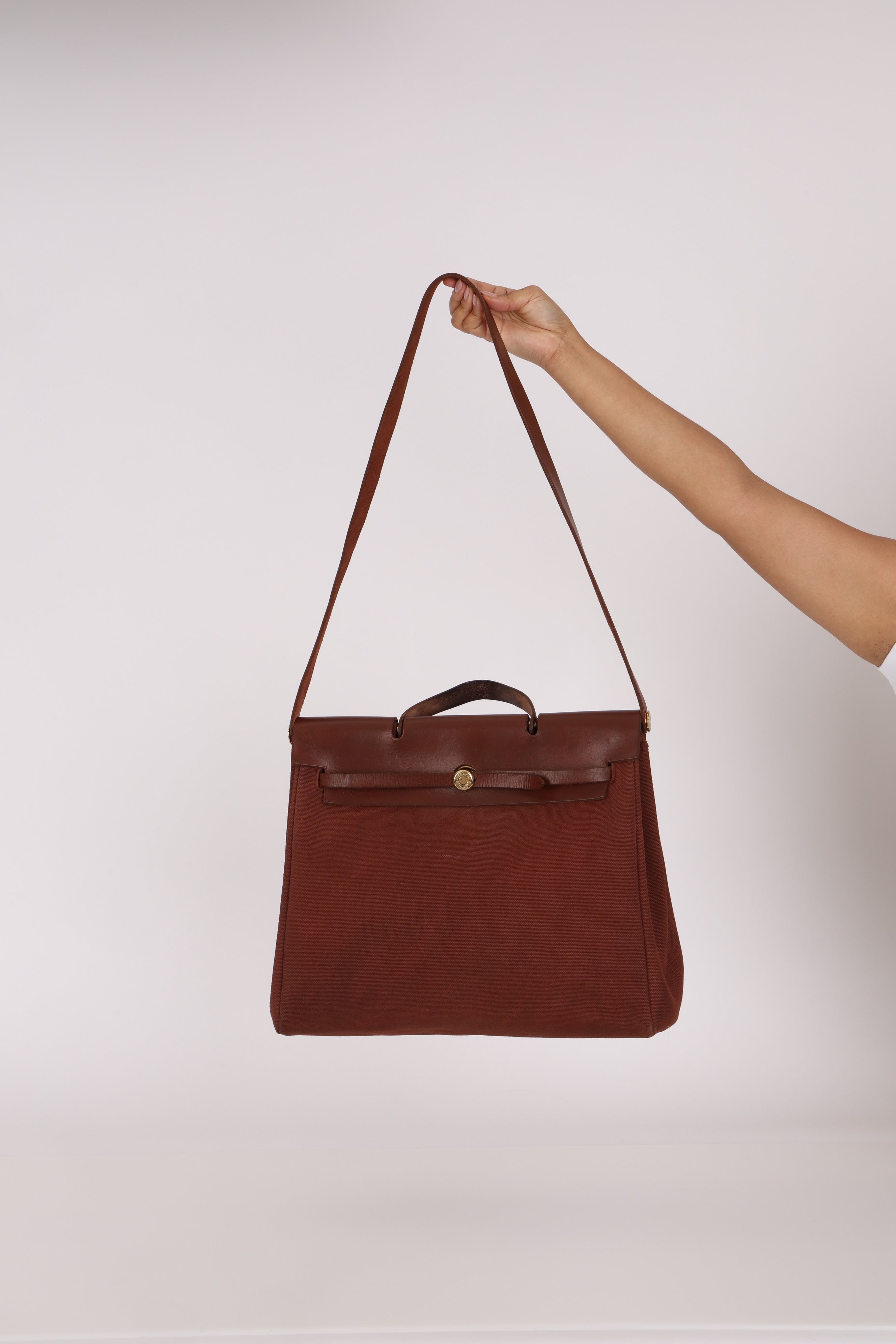 Hermès Herbag 39 Brown Vache Hunter and Toile 2001