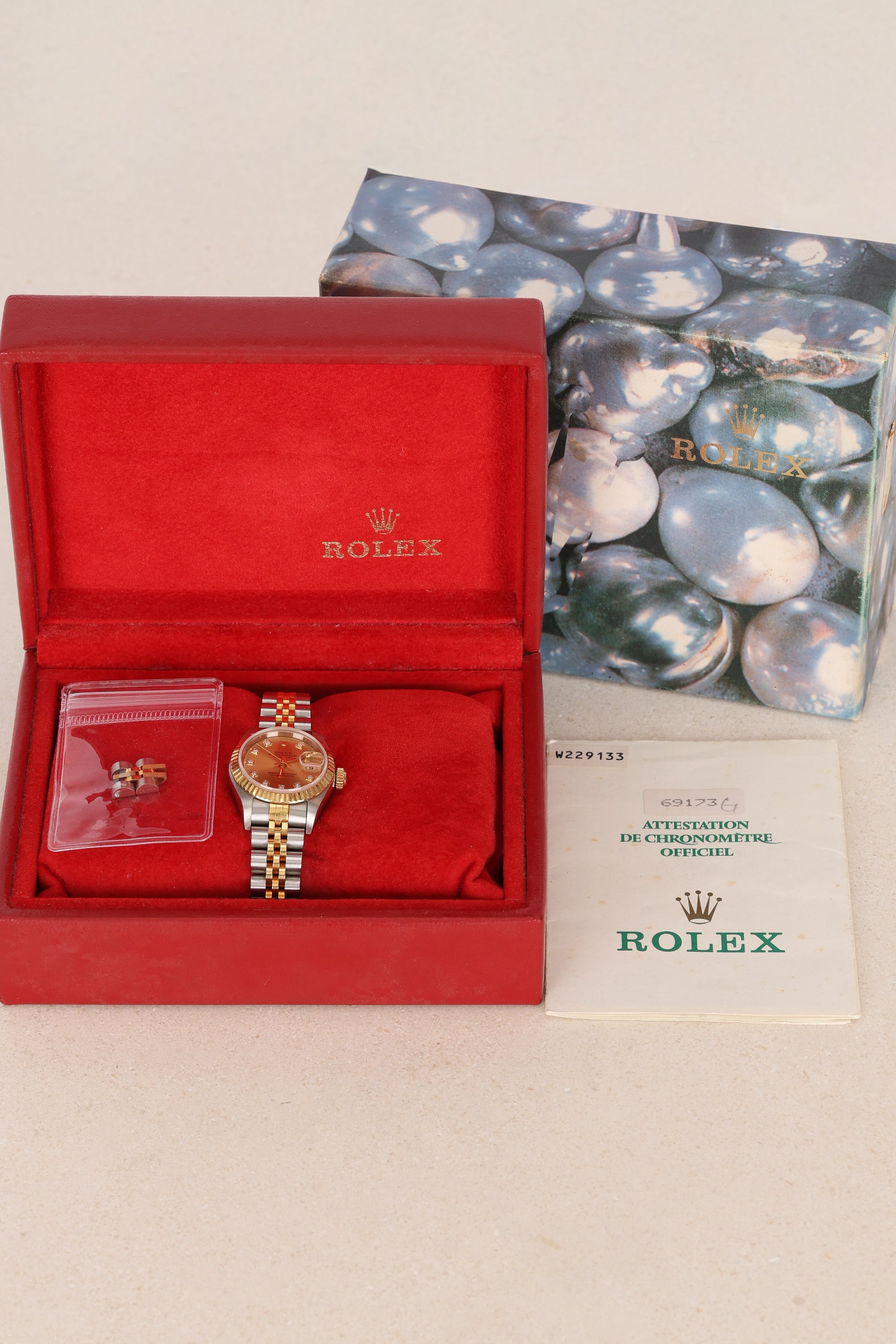 Rolex Datejust 26mm 6917 Champagne Diamond Dial Fluted Bezel Two Tone Yellow Gold Jubilee Bracelet - Drop 12