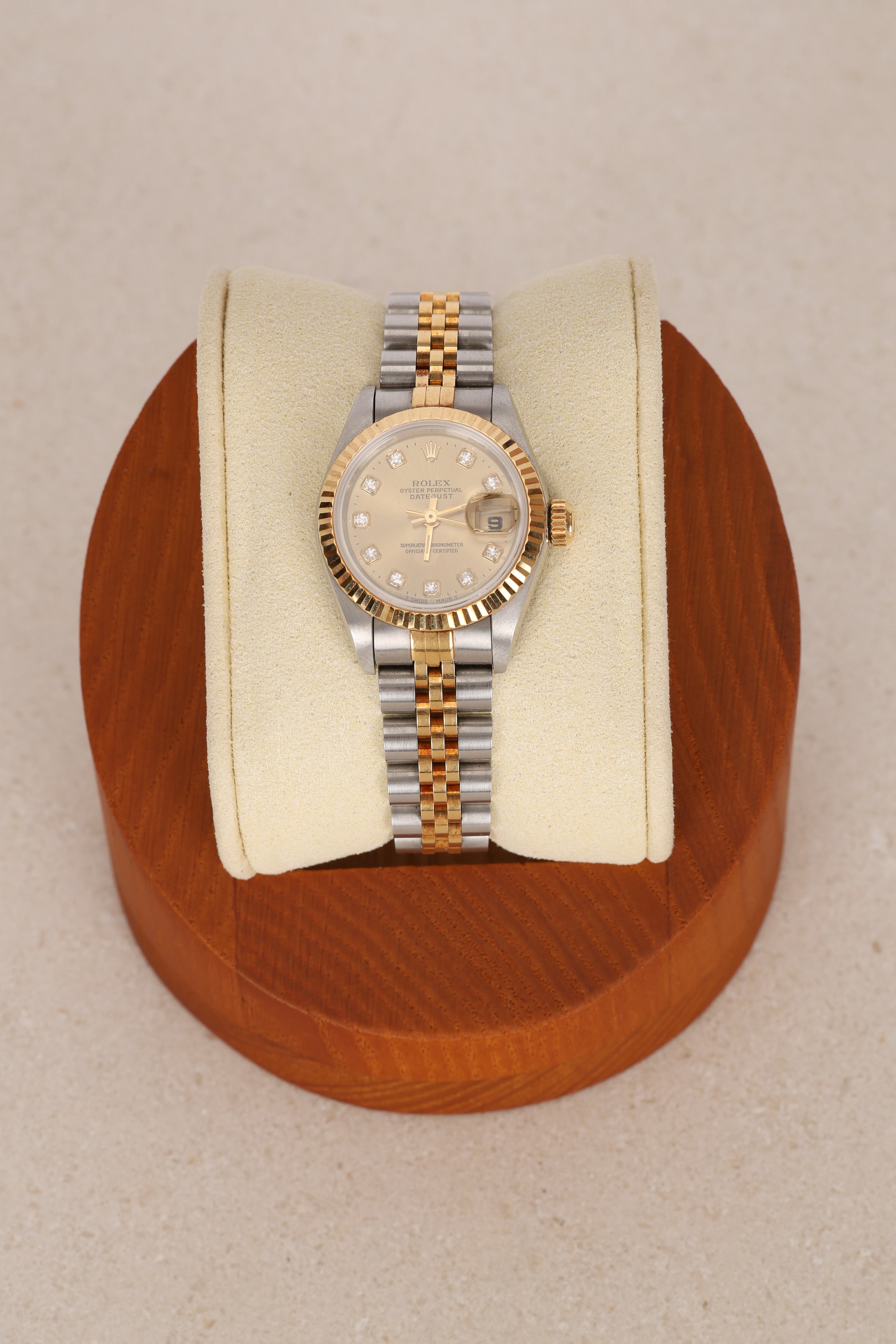 Rolex Datejust 26mm 6917 Champagne Diamond Dial Fluted Bezel Two Tone Yellow Gold Jubilee Bracelet - Drop 12