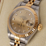 Rolex Datejust 26mm 6917 Champagne Diamond Dial Fluted Bezel Two Tone Yellow Gold Jubilee Bracelet - Drop 12