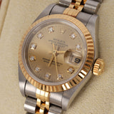 Rolex Datejust 26mm 6917 Champagne Diamond Dial Fluted Bezel Two Tone Yellow Gold Jubilee Bracelet - Drop 12