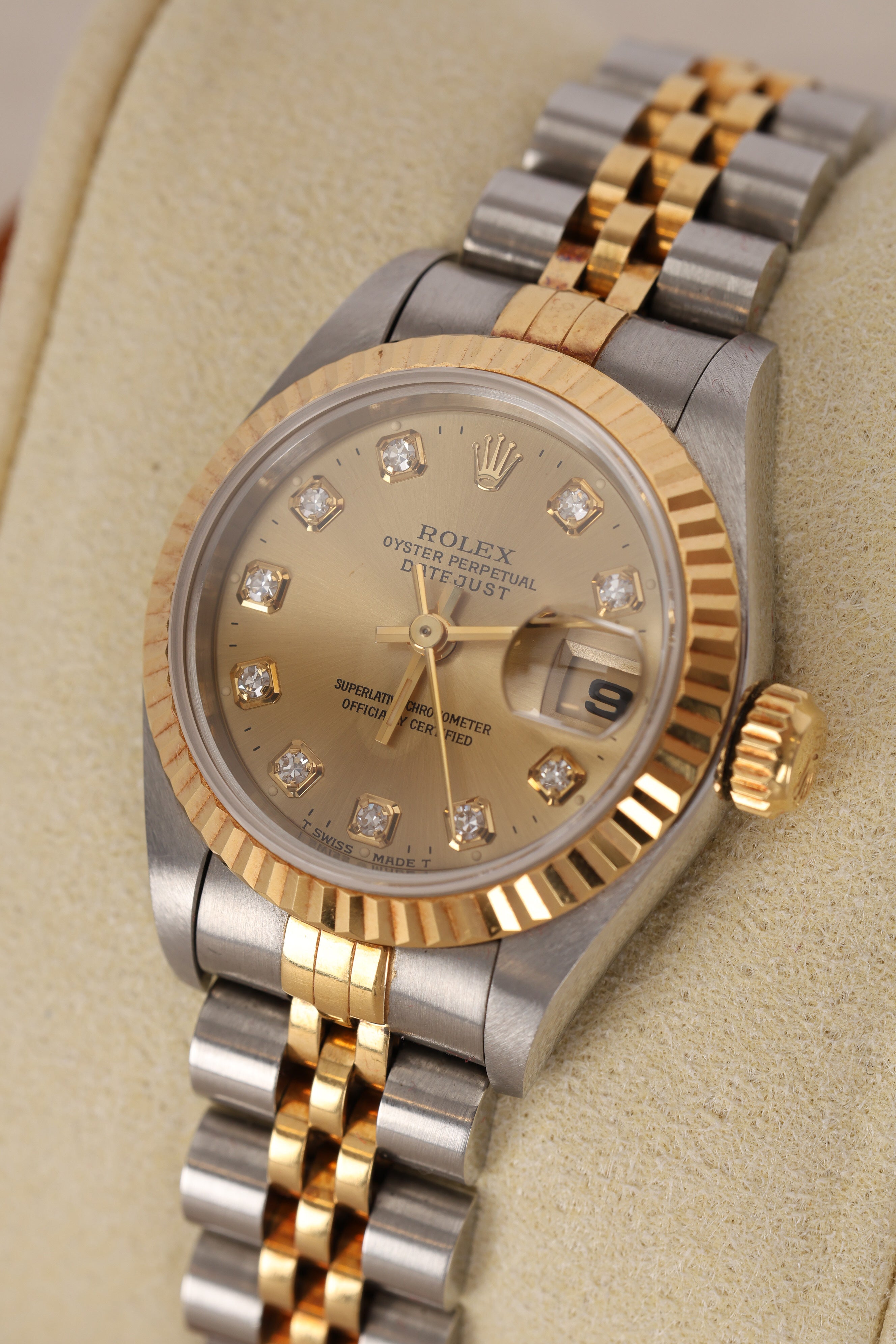 Rolex Datejust 26mm 6917 Champagne Diamond Dial Fluted Bezel Two Tone Yellow Gold Jubilee Bracelet - Drop 12