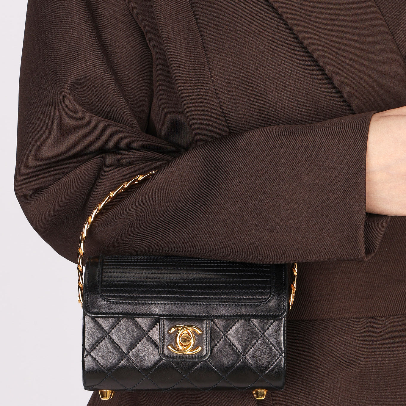 Ultra-Rare Chanel Mini Vanity Chest Black Lambskin 1989 24K GP