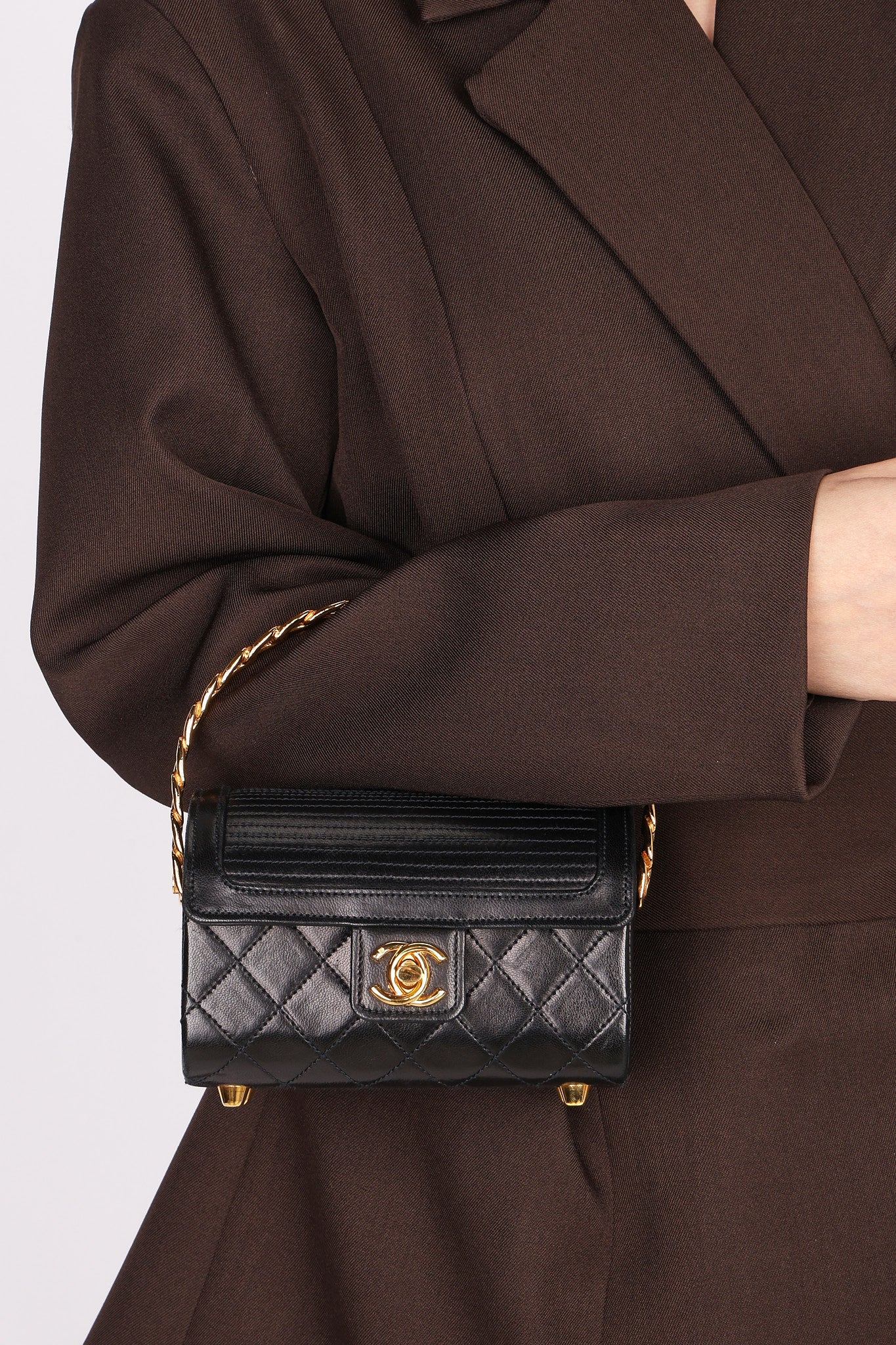 Ultra-Rare Chanel Mini Vanity Chest Black Lambskin 1989 24K GP