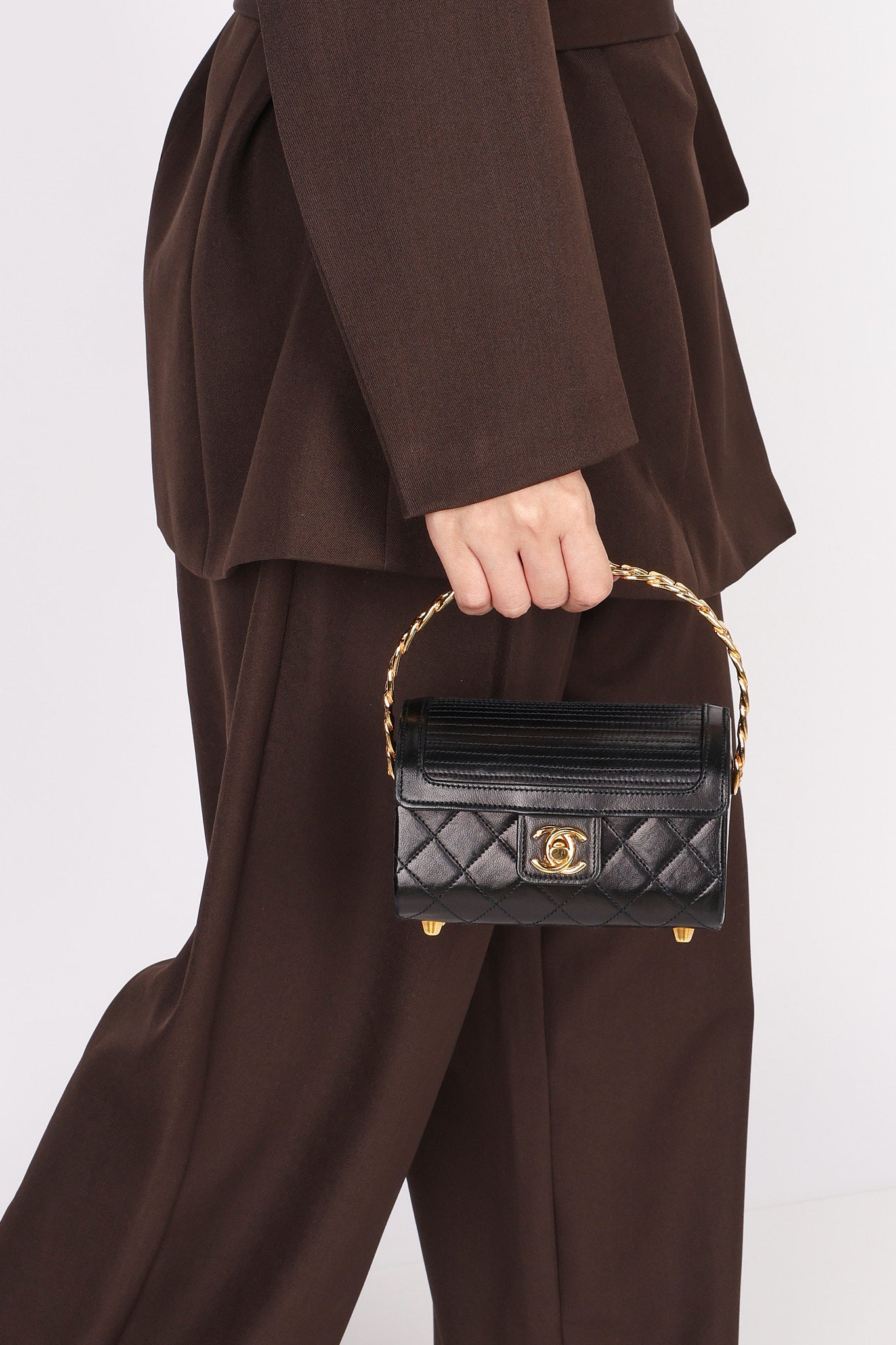Ultra-Rare Chanel Mini Vanity Chest Black Lambskin 1989 24K GP