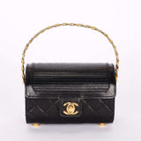 Ultra-Rare Chanel Mini Vanity Chest Black Lambskin 1989 24K GP