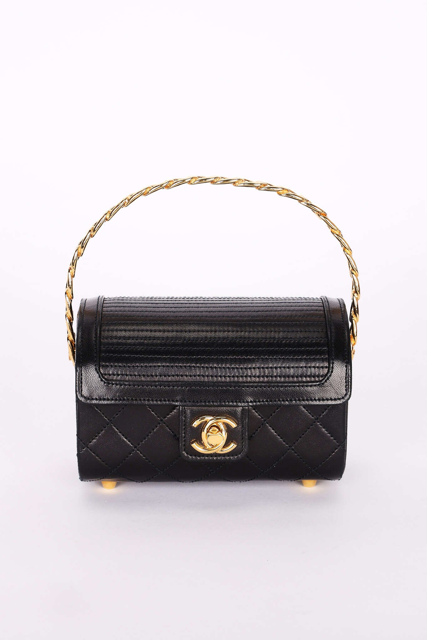 Ultra-Rare Chanel Mini Vanity Chest Black Lambskin 1989 24K GP