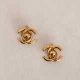 Chanel 1996 CC Turnlock Clip-On Earrings 24K GP