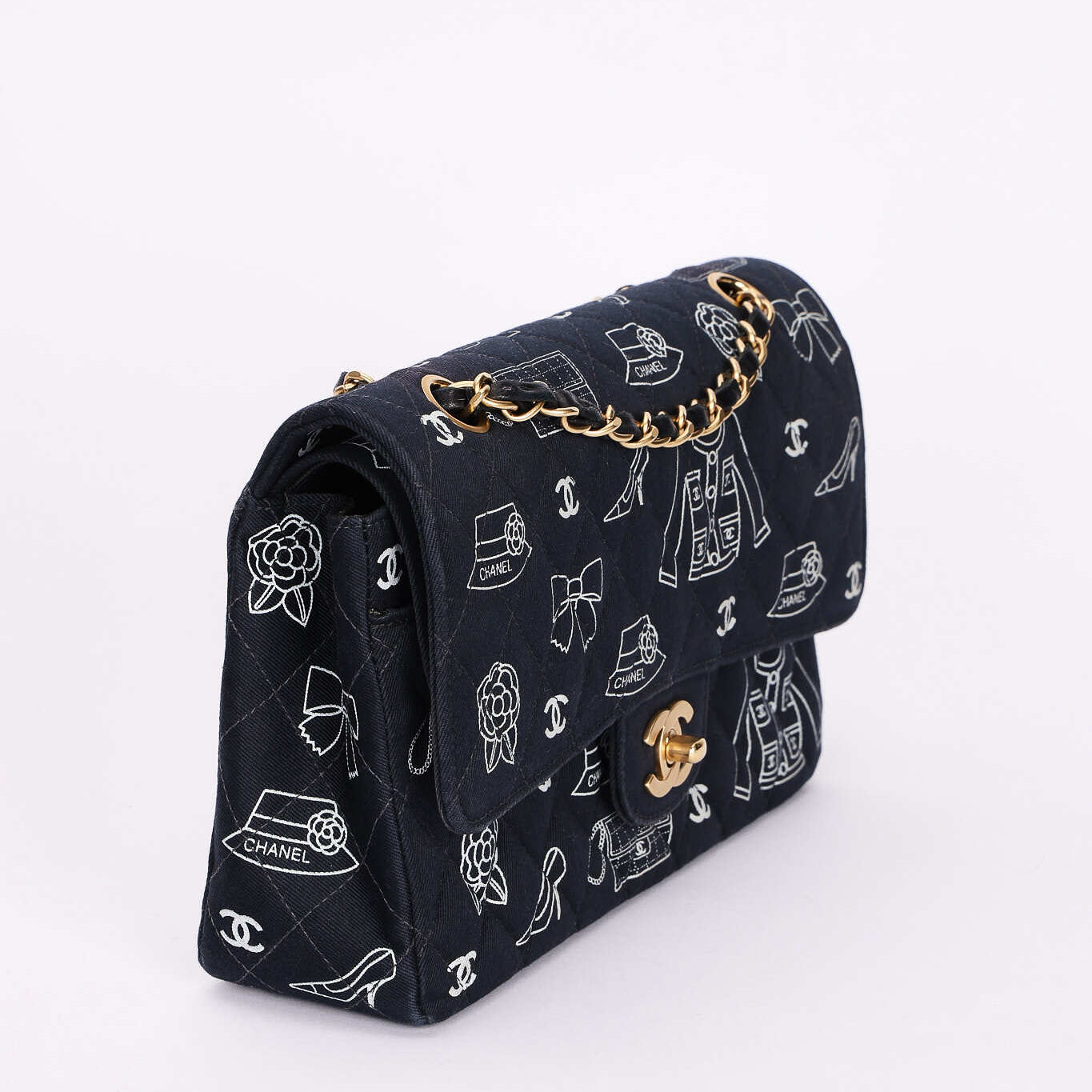 Rare Chanel Medium Icons Classic Double Flap Canvas 2002 AGHW