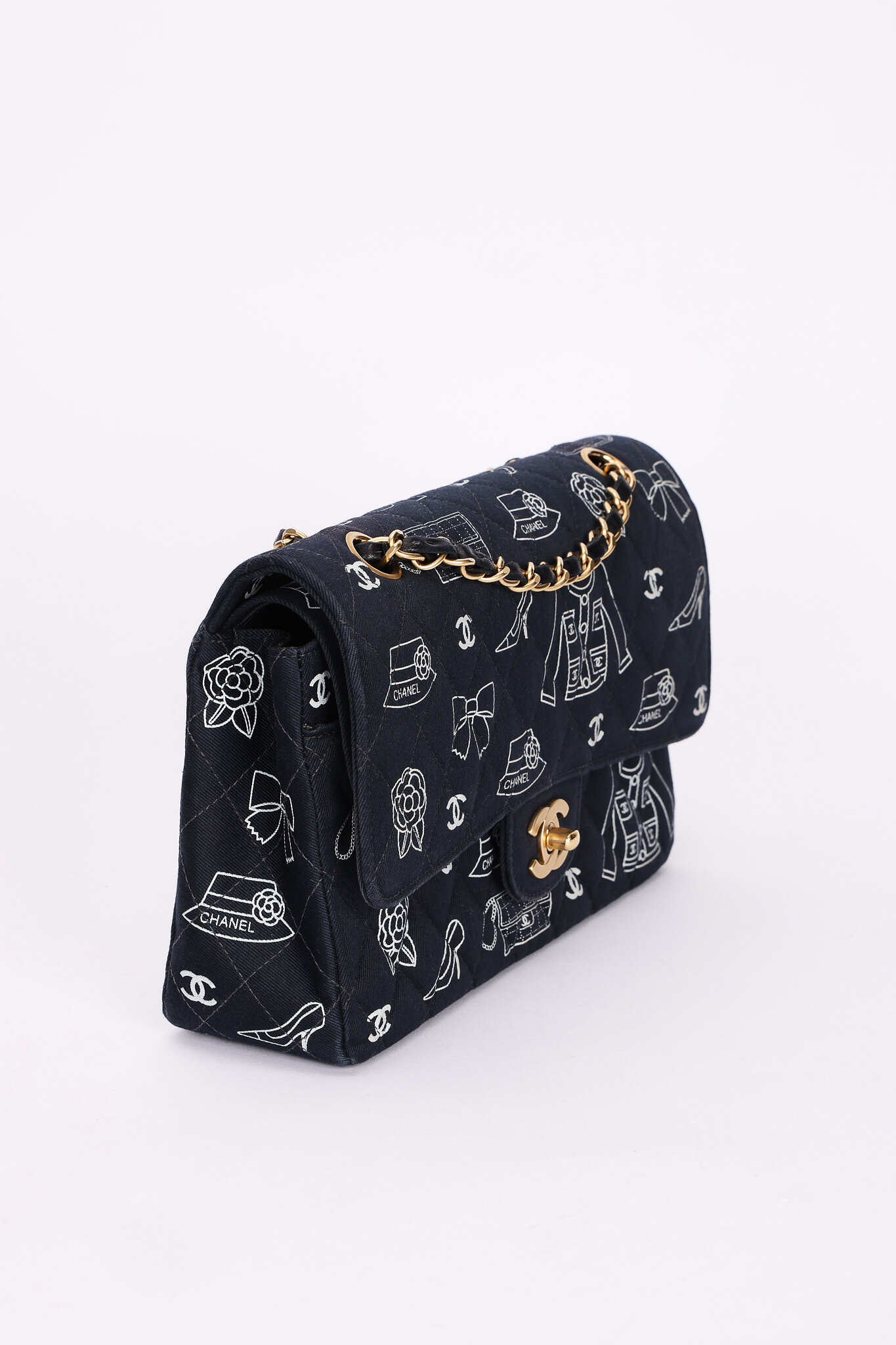 Rare Chanel Medium Icons Classic Double Flap Canvas 2002 AGHW