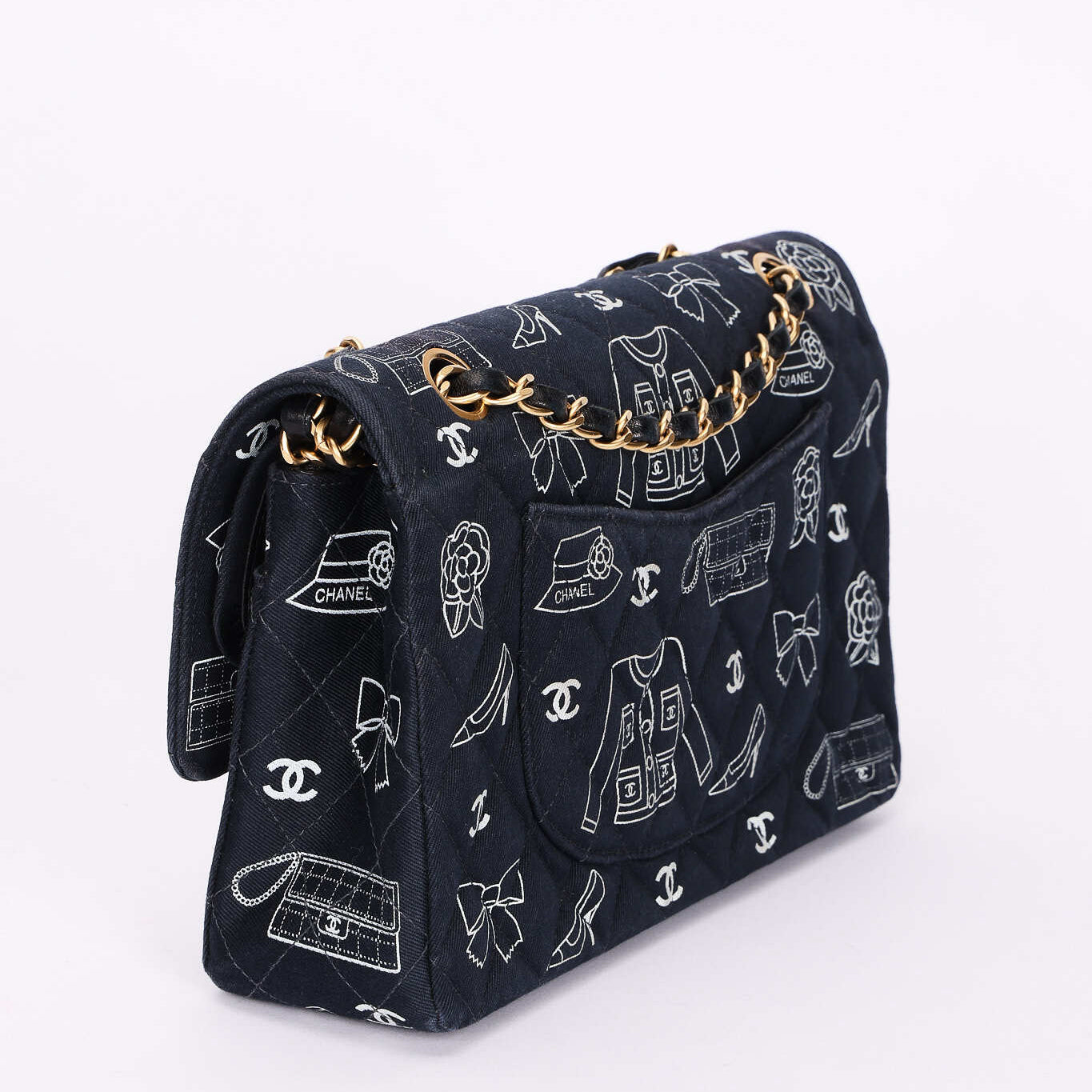 Rare Chanel Medium Icons Classic Double Flap Canvas 2002 AGHW