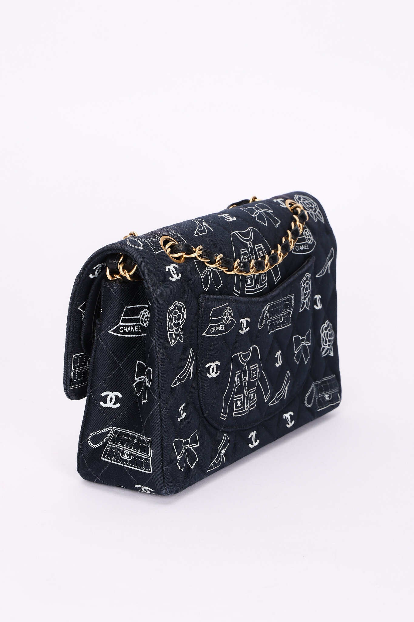 Rare Chanel Medium Icons Classic Double Flap Canvas 2002 AGHW