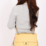 Chanel Medium Classic Double Flap Butter Yellow Caviar 2024 GHW