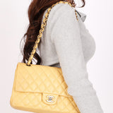 Chanel Medium Classic Double Flap Butter Yellow Caviar 2024 GHW