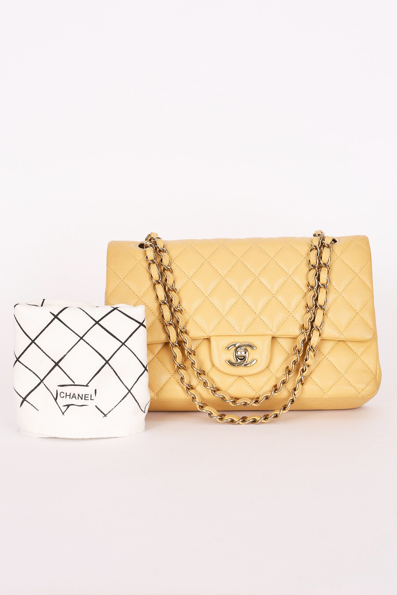 Chanel Medium Classic Double Flap Butter Yellow Caviar 2024 GHW