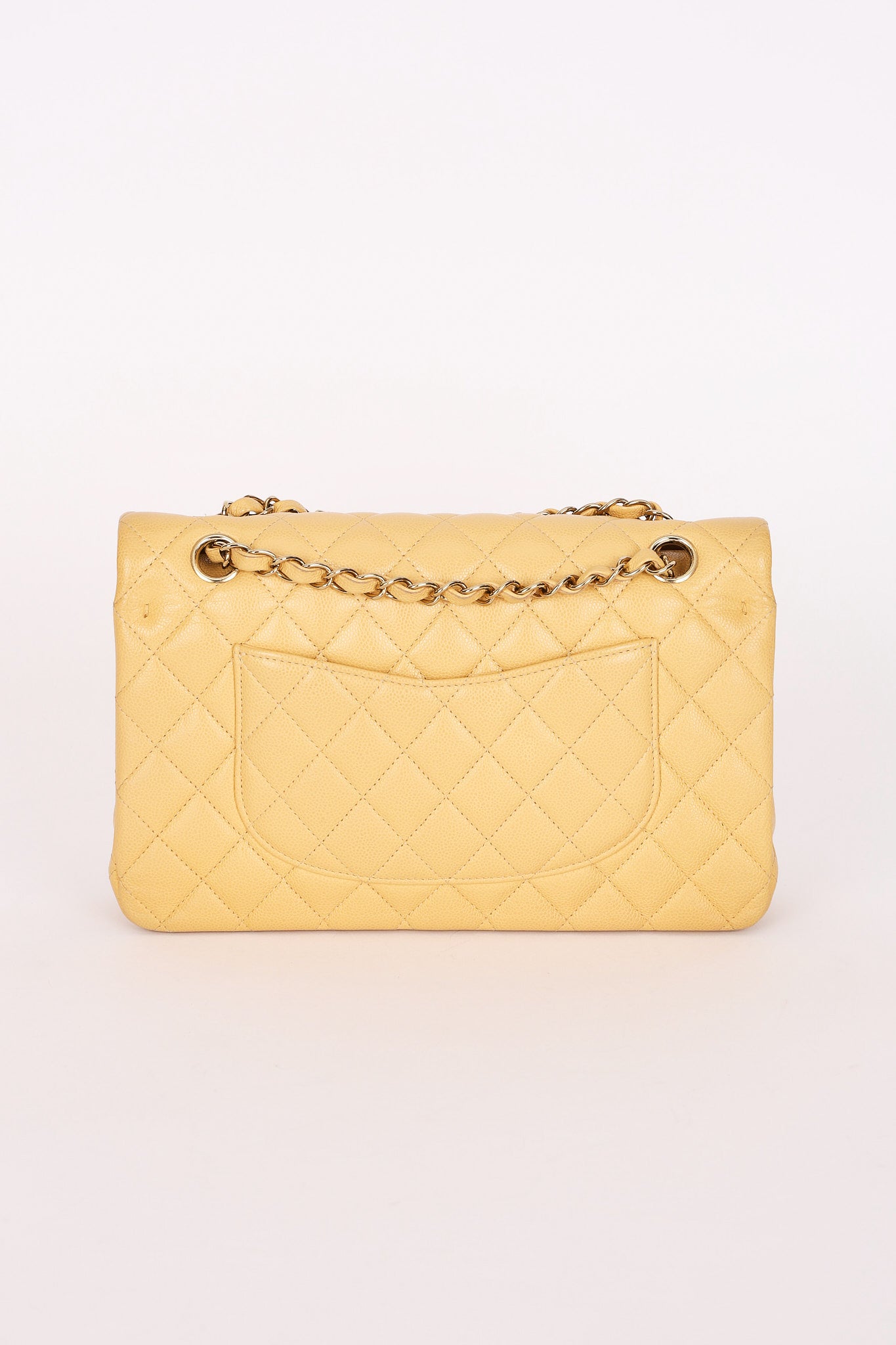 Chanel Medium Classic Double Flap Butter Yellow Caviar 2024 GHW