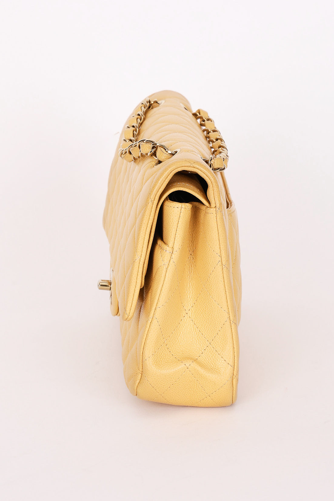 Chanel Medium Classic Double Flap Butter Yellow Caviar 2024 GHW