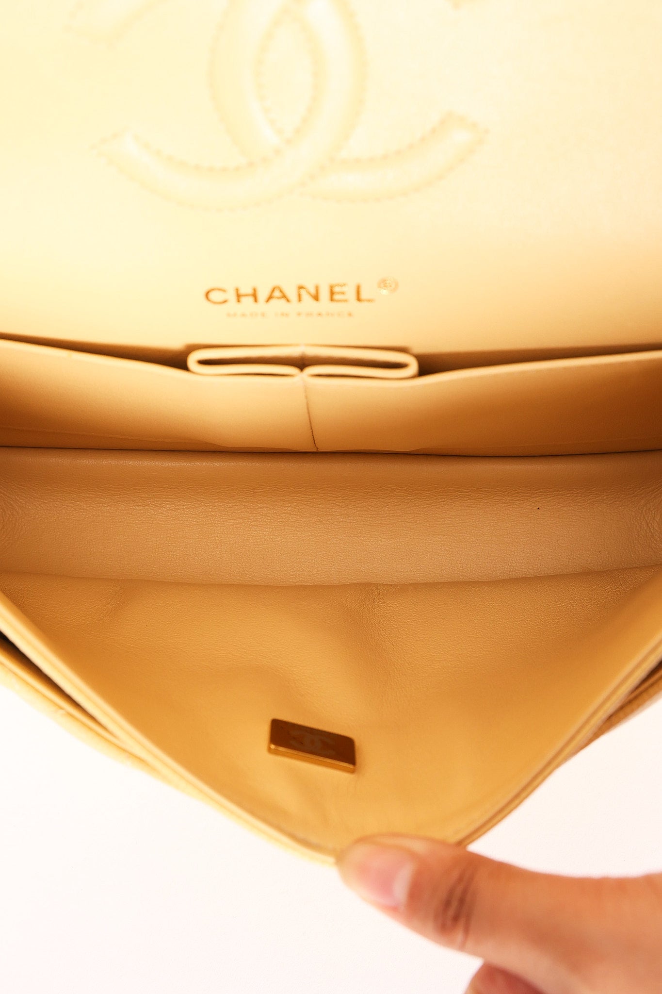 Chanel Medium Classic Double Flap Butter Yellow Caviar 2024 GHW