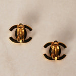 Chanel 1996 Crystal Embellished CC Turnlock Clip-On Earrings