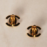 Chanel 1996 Crystal Embellished CC Turnlock Clip-On Earrings
