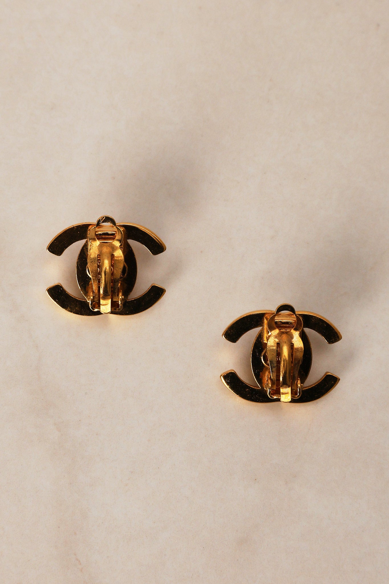 Chanel 1996 Crystal Embellished CC Turnlock Clip-On Earrings