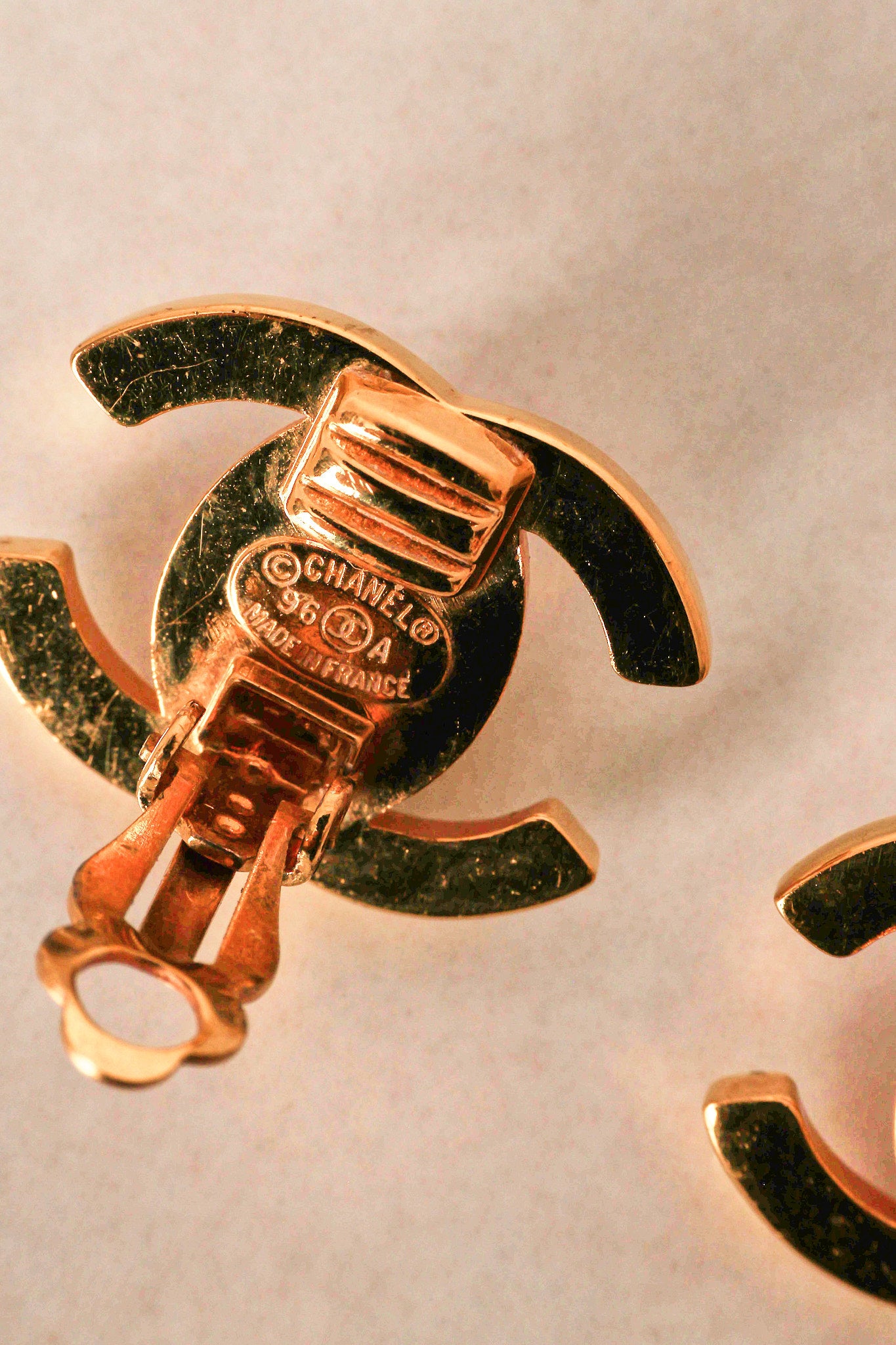 Chanel 1996 Crystal Embellished CC Turnlock Clip-On Earrings