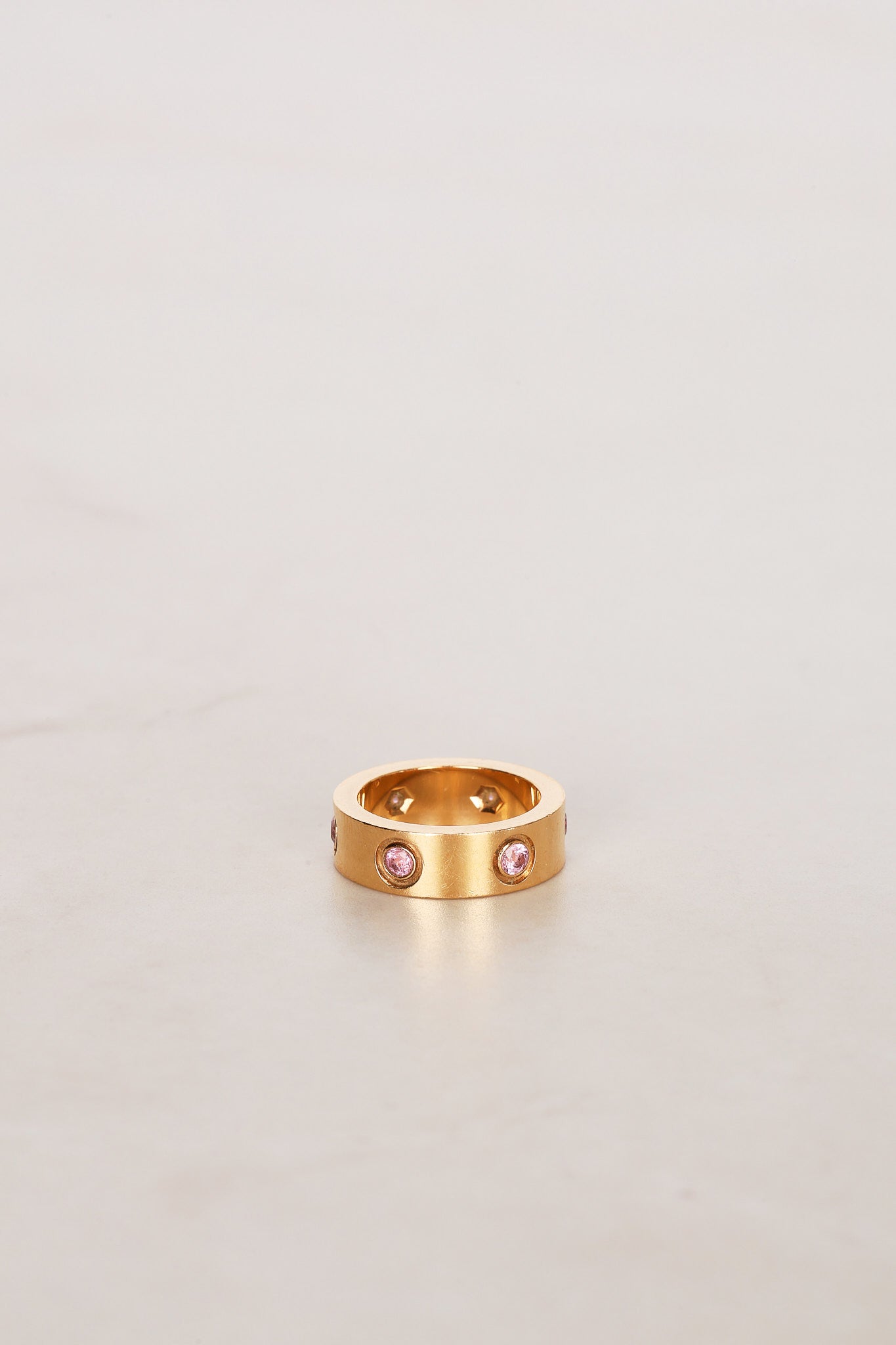 Cartier 18K Yellow Gold Pink Sapphire Love Ring, Size US 4