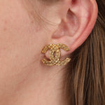 Chanel 70s-80s Woven Motif CC Clip-On Earrings