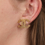 Chanel 70s-80s Woven Motif CC Clip-On Earrings