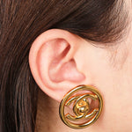Chanel 1997 CC Turnlock Circle Clip-On Earrings 24K GP - Drop 49