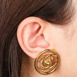 Chanel 1997 CC Turnlock Circle Clip-On Earrings 24K GP - Drop 49