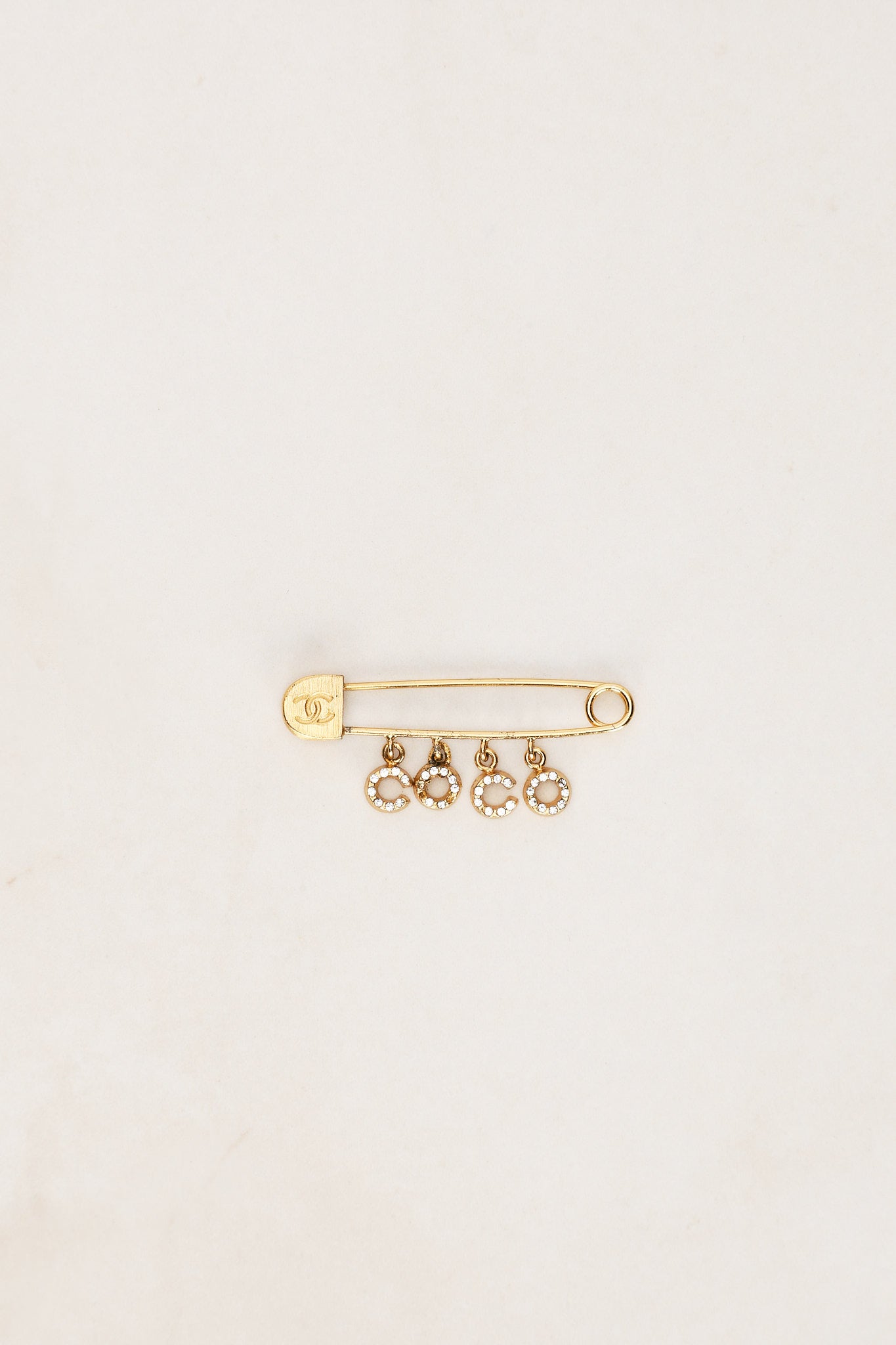 Chanel 2001 Crystal COCO Safety Pin Brooch